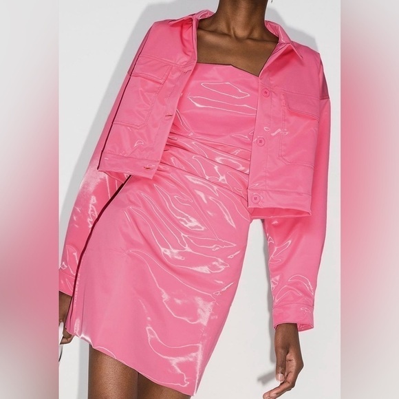 Maisie Wilen pink stretch-vinyl mini dress in bubblegum NWT - Picture 7 of 7
